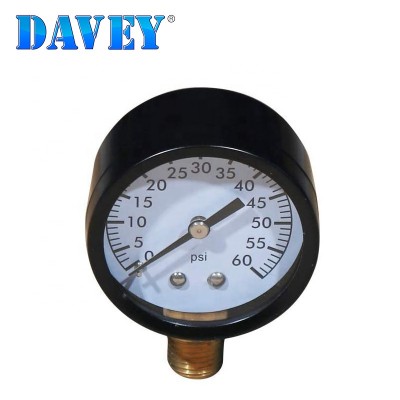 Premium Spa/Pool/Aquarium Filter Water Pressure Gauge, 2" Dial, 0-60 PSI, Bottom Mount 1/4"